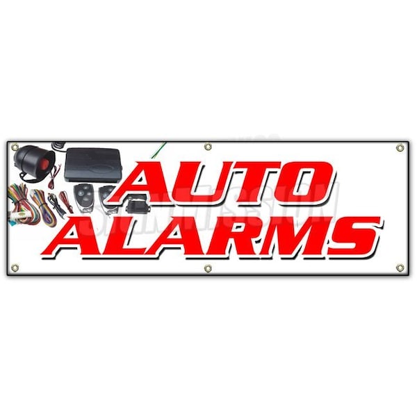 AUTO ALARMS BANNER SIGN installation power locks windows audio repairs